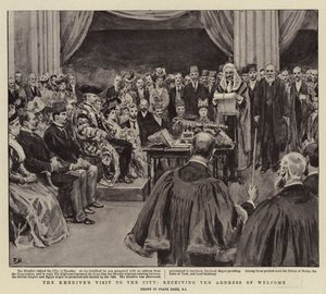 Het Bezoek van de Khedive aan de Stad, ontvangst van het Welkomstadres